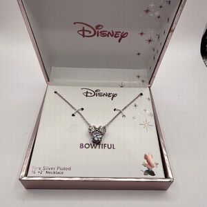 Disney Necklace Fire Silver Plated 16” Silver Plated Mickey Minnie Mouse NWOT